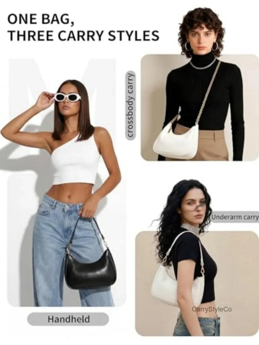 Womens Retro Hobo Handbag Vegan Leather Shoulder Bag Crescent Mini Purse